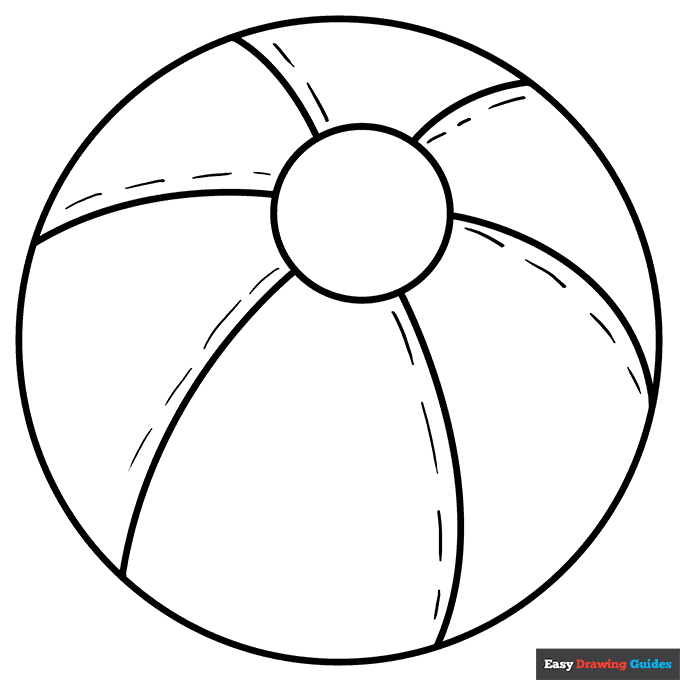 Beach ball coloring page easy drawing guides