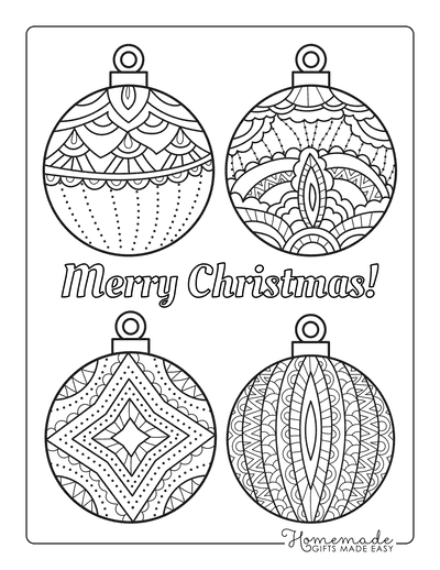 Printable christmas ornaments coloring pages blank templates