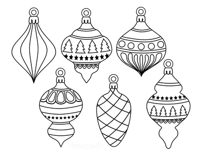 Printable christmas ornaments coloring pages blank templates