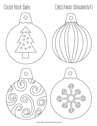 Christmas ornaments printables to color mrs merry