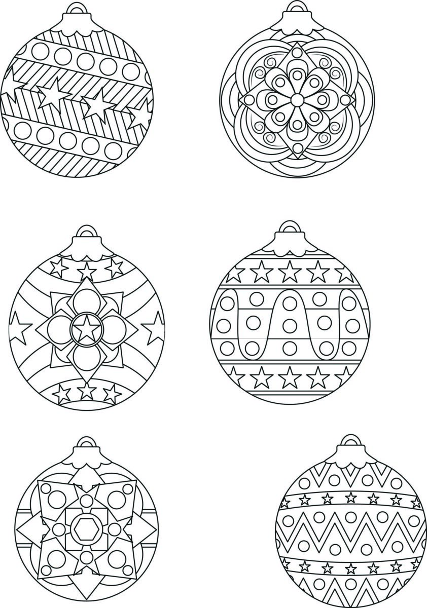 Free christmas ornaments coloring pages printable pdf pack
