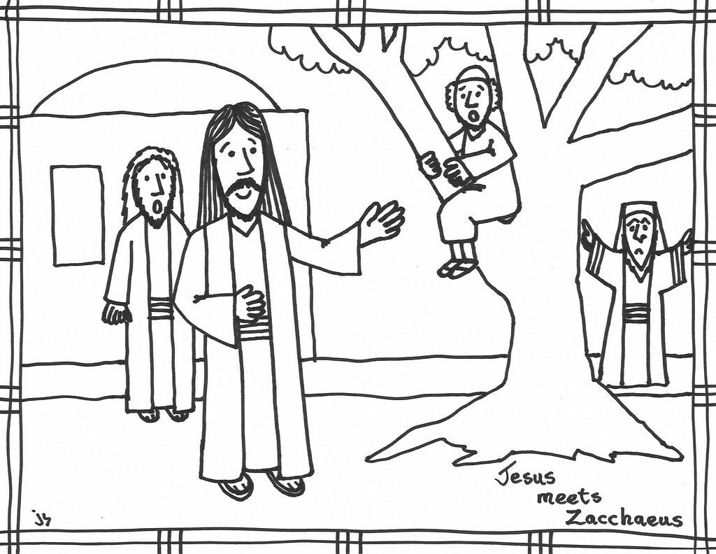 Zacc jesus and zacchaeus coloring page john