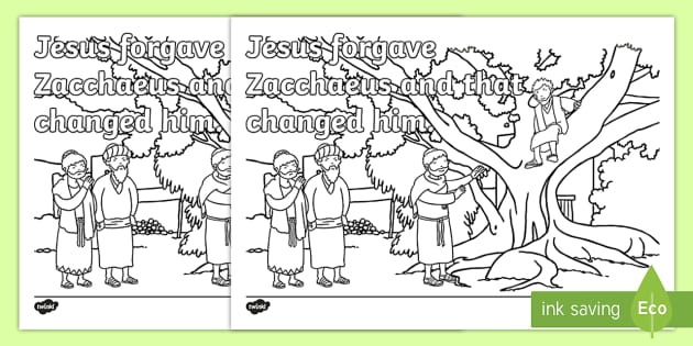 Zacchaeus the tax collector colouring page teacher made