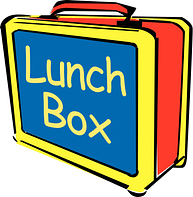 Big bright lunch box with words â