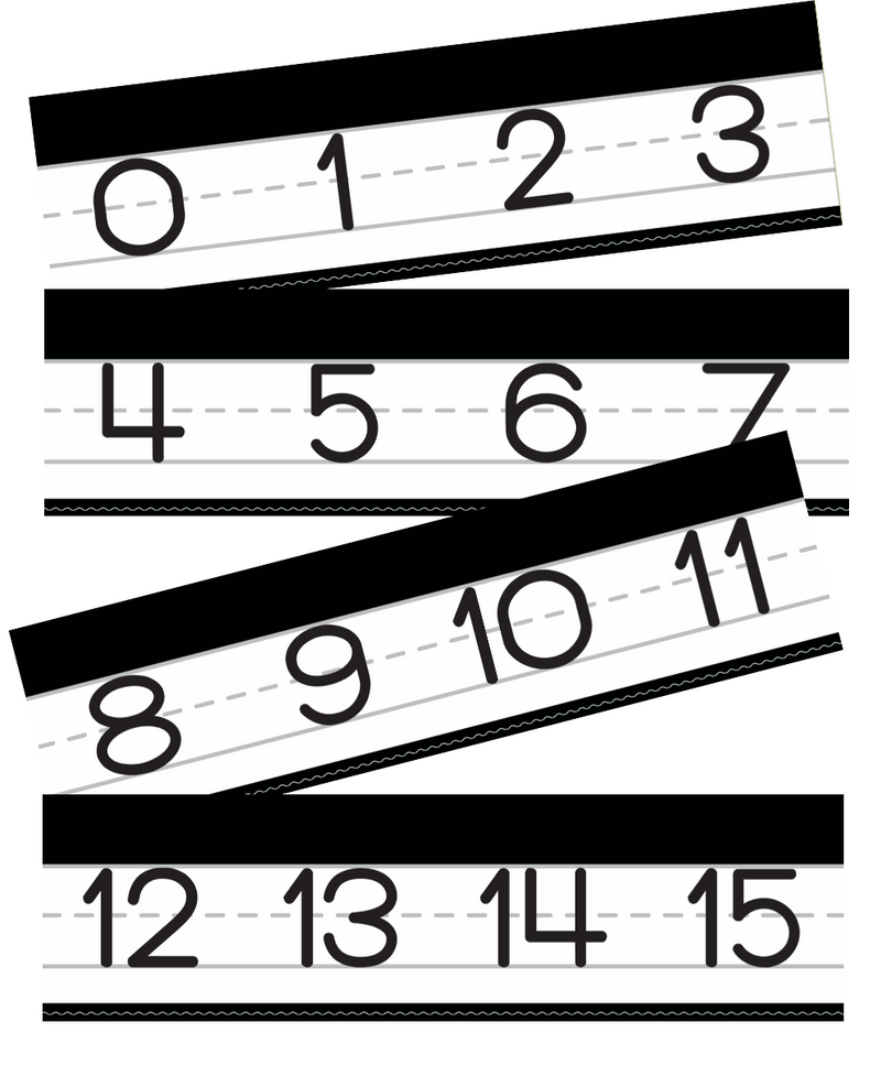 Black and white manuscript number line