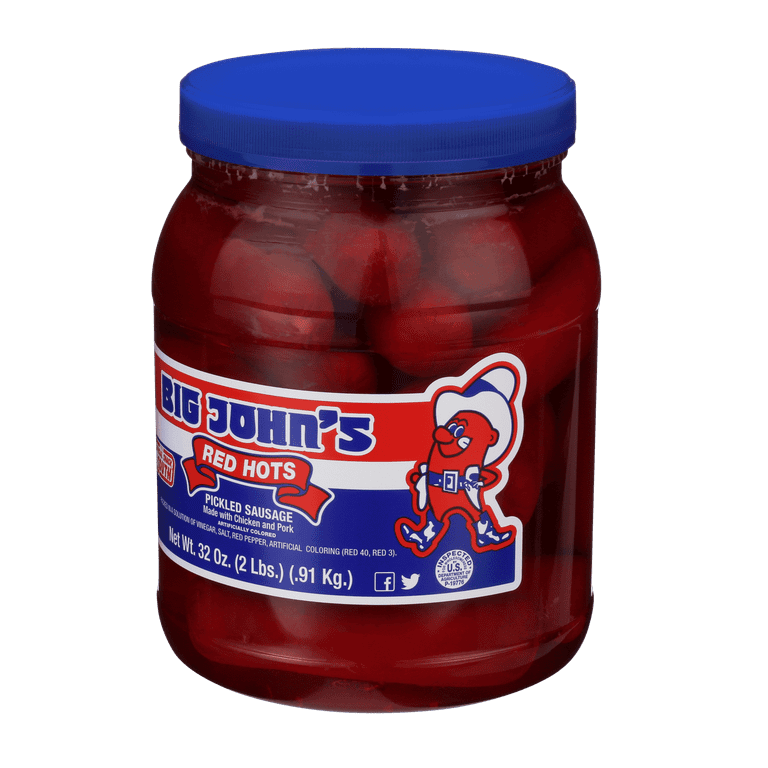 Big johns red hots pickled sausage oz plastic jar