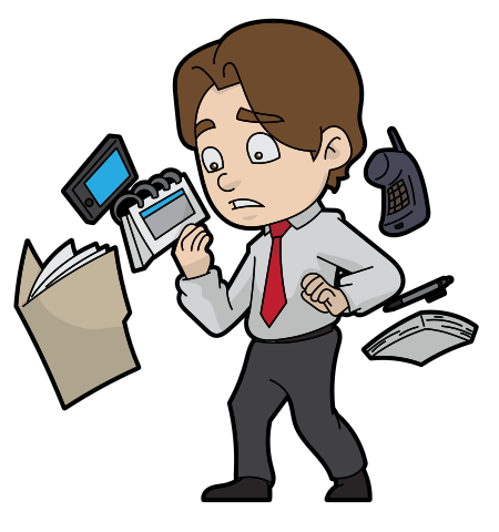 Filescared cartoon man doing a lot of work stuffsvg