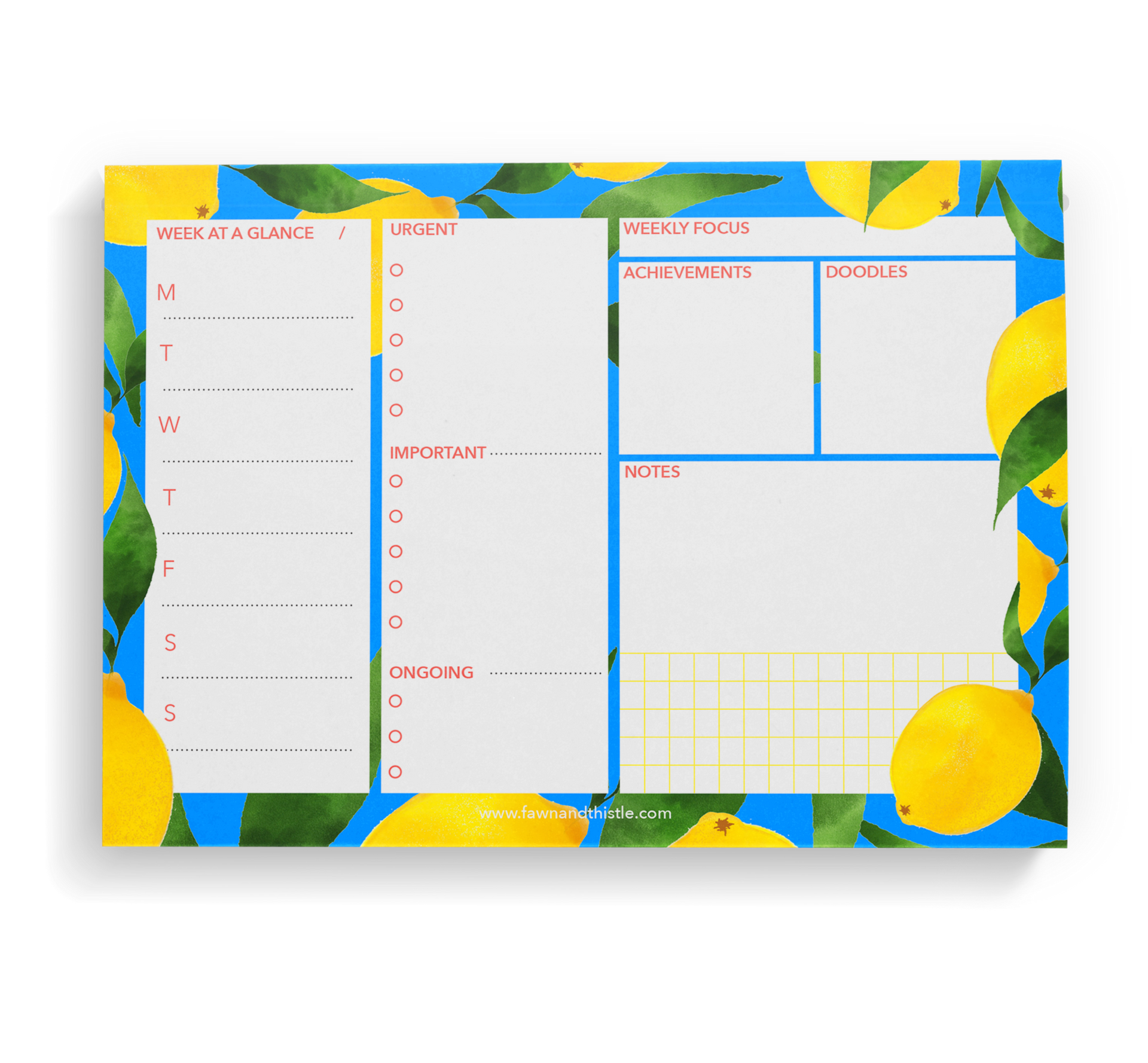 Lemon weekly desk pad planner a fawn thistle â fawn and thistle