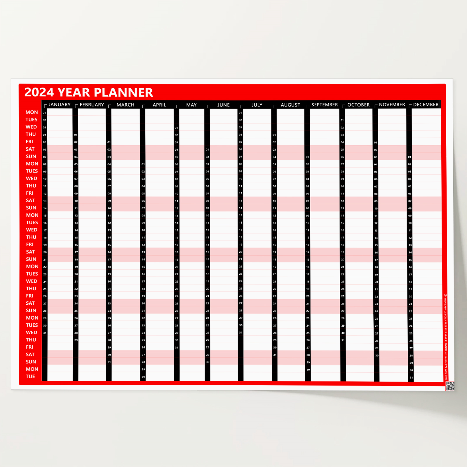 Year calendar planner uk unmounted office year calendar large a a