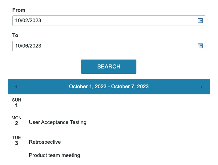 Downloading calendar events as pdf files