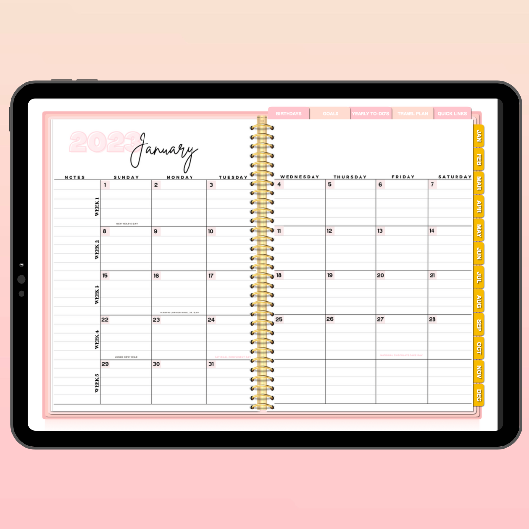 Digital yearly monthly weekly daily planner by evette santos