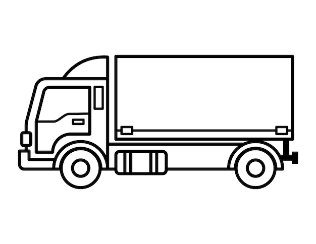 Premium vector cargo box truck coloring page for children