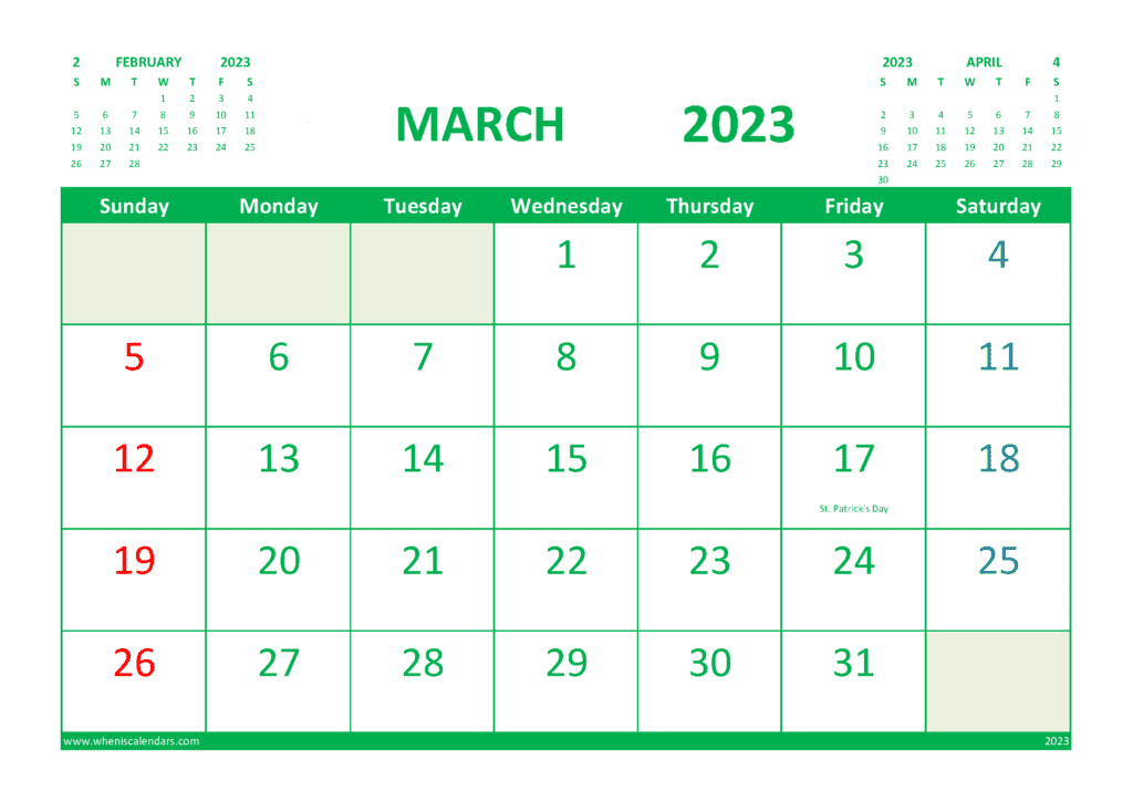 Free printable march calendar