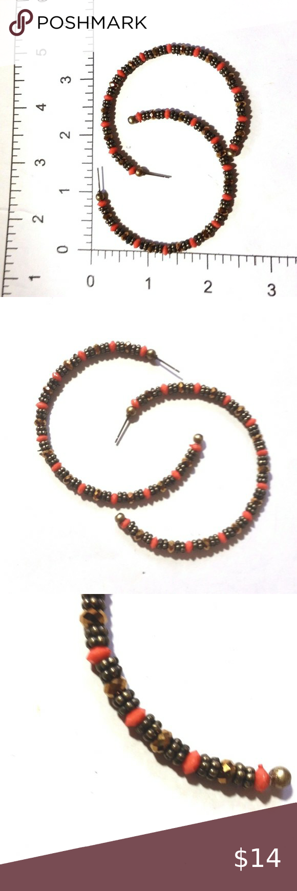 Hoop earrgs beaded orange halloween southwest farm core hoop earrgs beaded earrgs