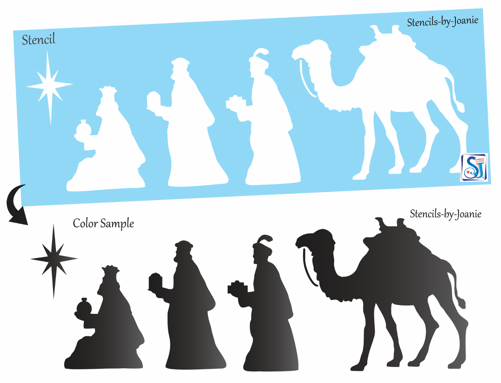 Wise men seek him stencil christ nativity bethlehem star camel diy craft signs