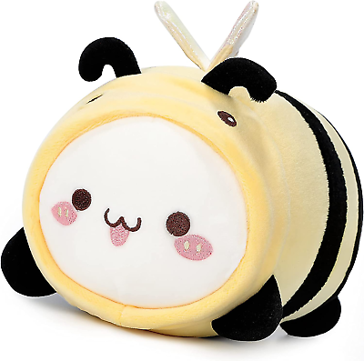 Cute cat bee plush pillow â kitten honeybee stuffed animal soft squishy pillow