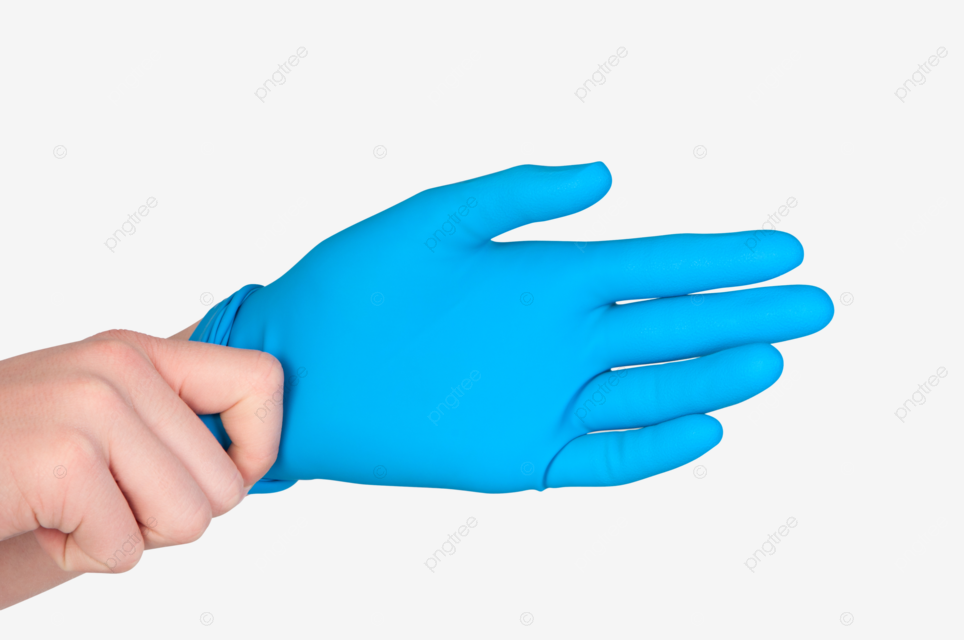 Man wears rubber glove on his hand protection cleaning palm cyan png transparent image and clipart for free download