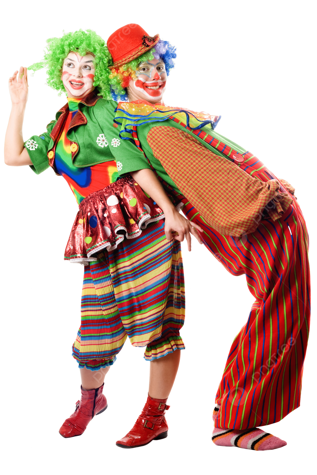 Two clowns png vector psd and clipart with transparent background for free download