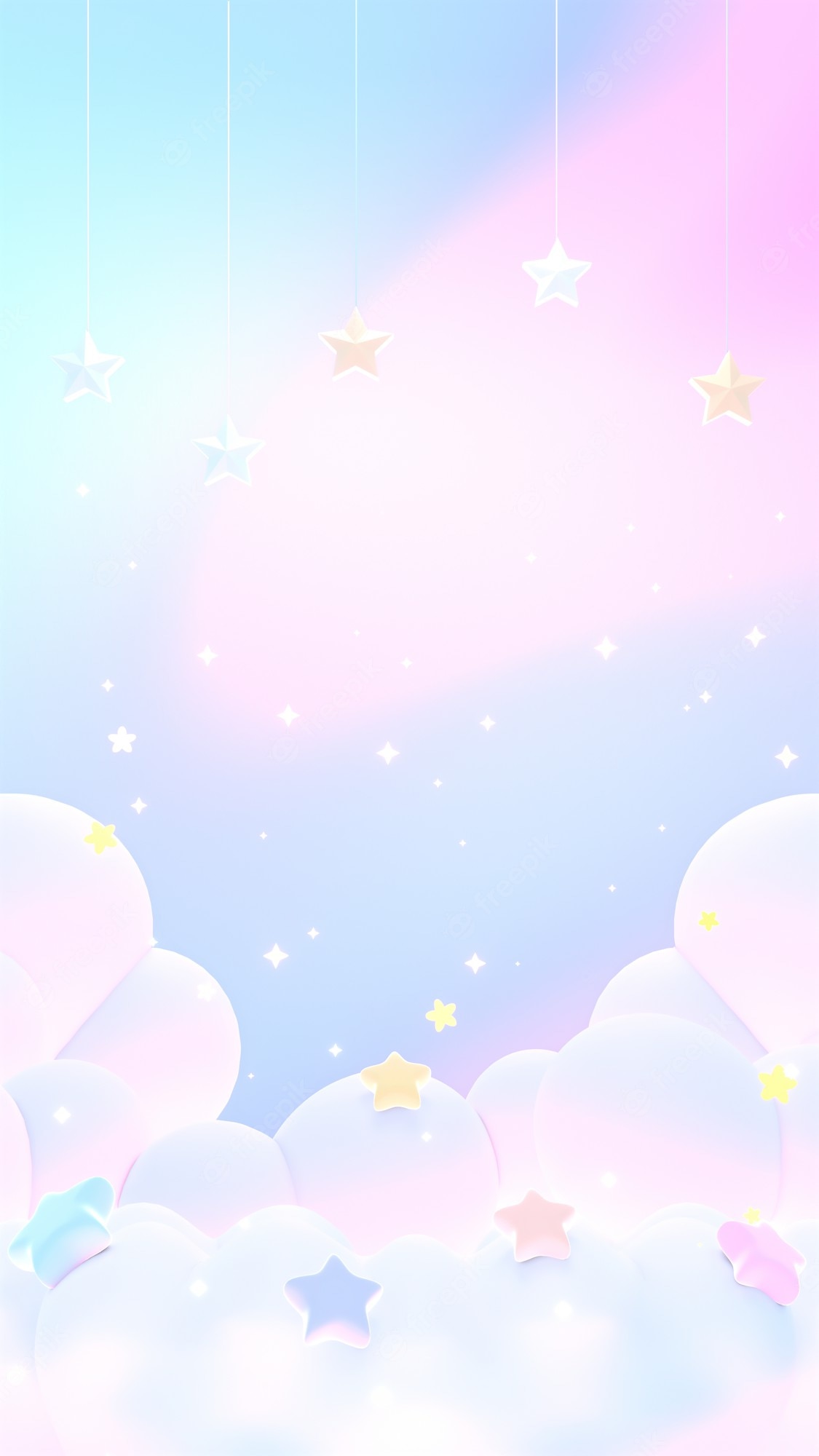 Hanging Cloud Soft Pastel Clouds With Stars Rendered In 3d For A Vertical  Wallpaper Backgrounds