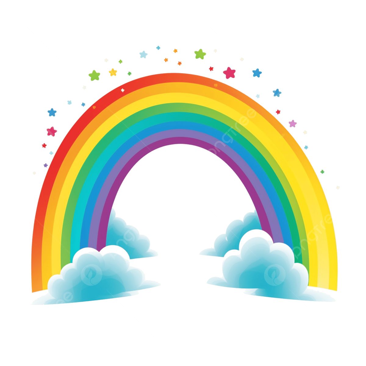 Rainbow clouds colored cartoon rainbow clouds color png transparent image and clipart for free download