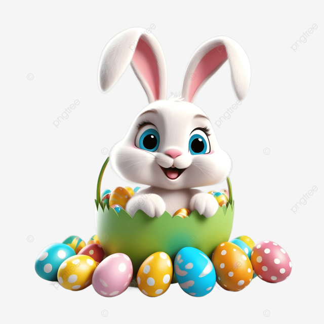 Bunny ina egg basket for easter easter bunny easter eggs png transparent image and clipart for free download
