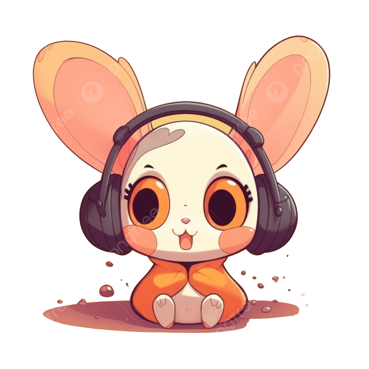 Cute expression earphones rabbit cartoon cute expression rabbit cartoon png transparent image and clipart for free download