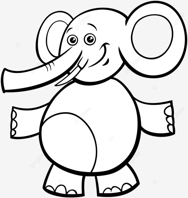 Funny animal character vector png images black and white cartoon illustration of funny elephant ic animal character coloring book elephant drawing car drawing cartoon drawing png image for free download