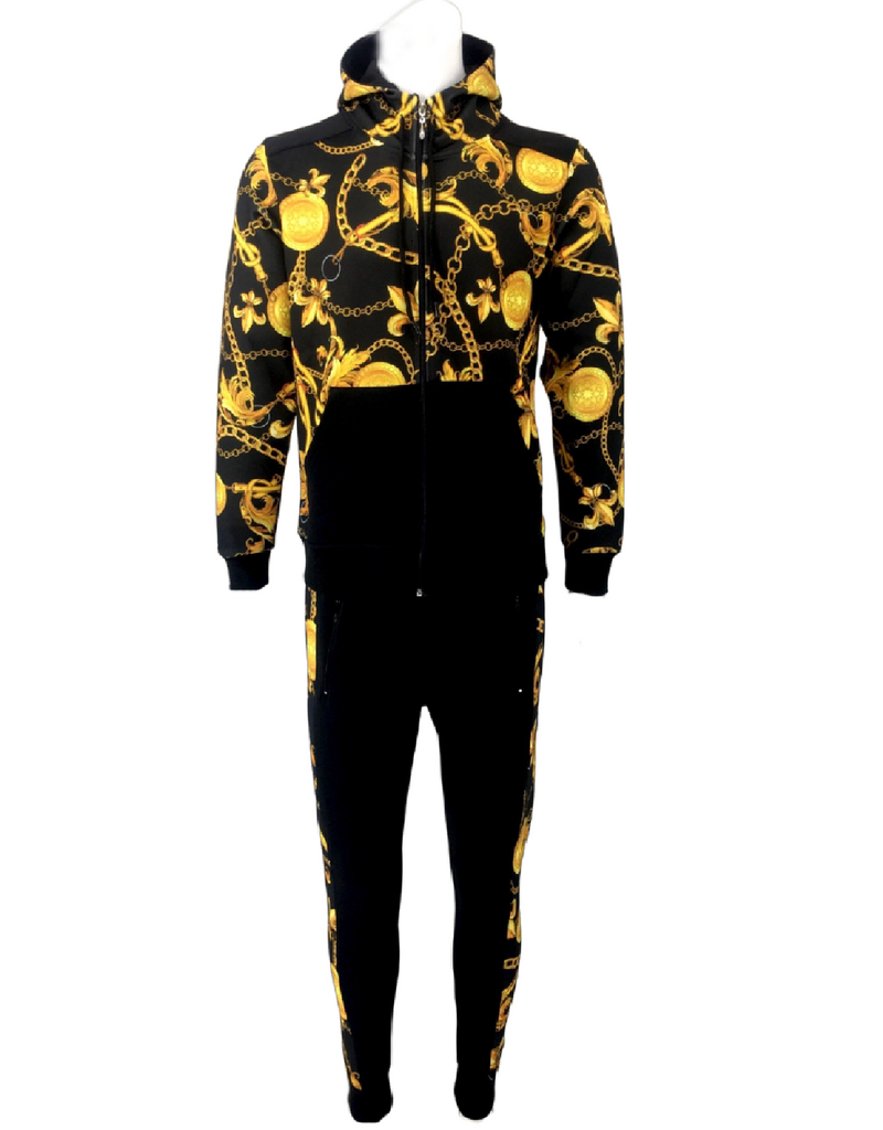 Mens tracksuit hoodie sweatshirt jogger pants mens set d print