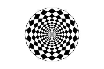 Premium vector hypnotic art mandala design optical spiral illusion optical checkered circle circular op art logo