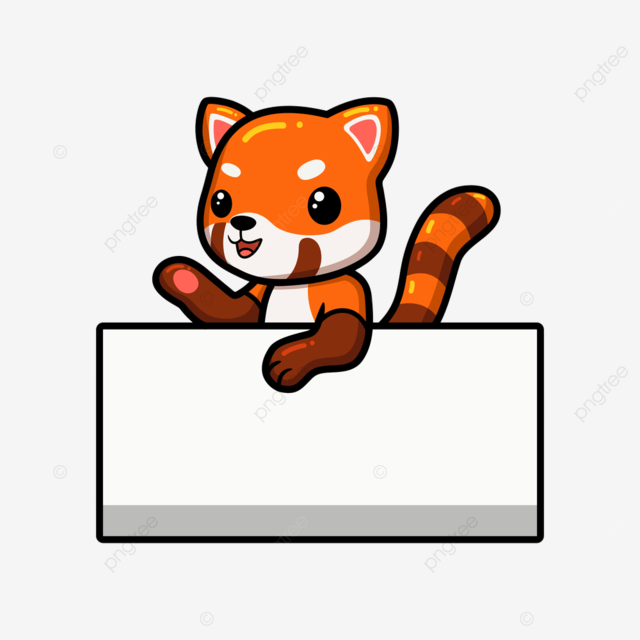 Cute red panda clipart transparent png hd cute little red panda cartoon with blank sign forest wildlife baby png image for free download