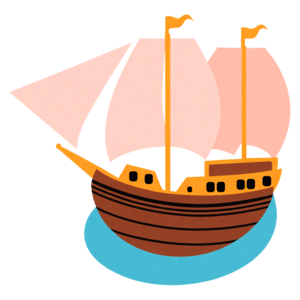 Download colorful wooden boat illustration png online