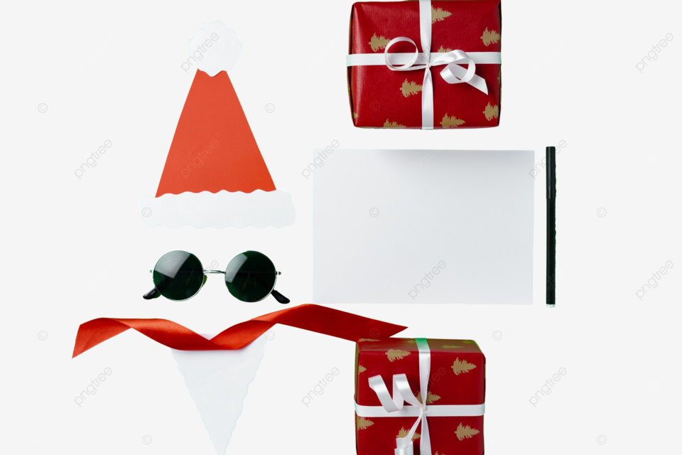 Blank christmas greeting card with festive decorations above copy overhead paper winter greeting png transparent image and clipart for free download