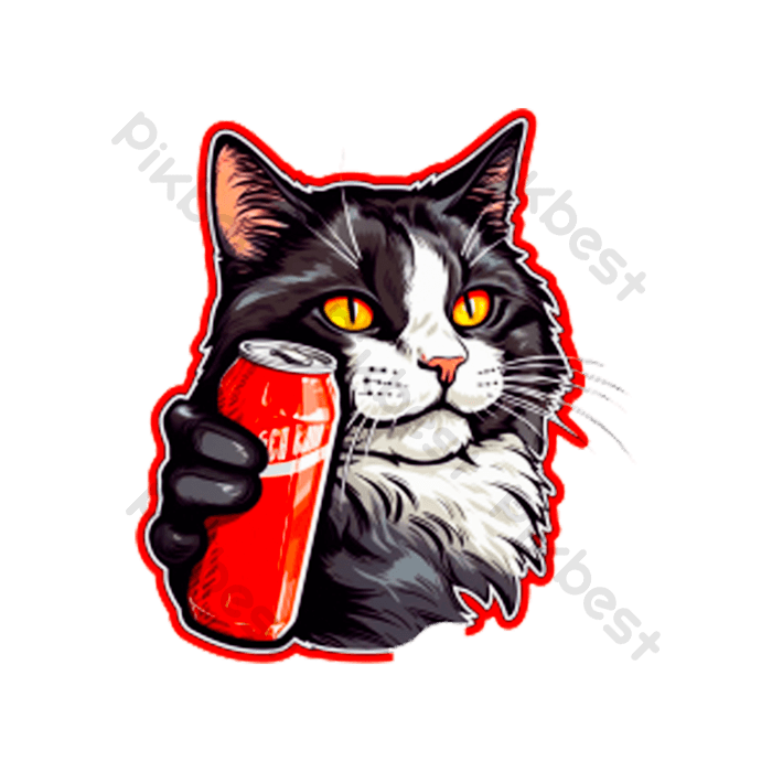 Irresistible cute cat stickers with pepsi brand png images psd free download