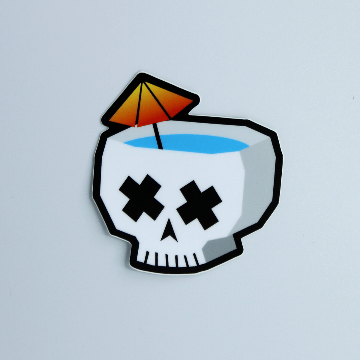 Skull tiki drink sticker dead disco