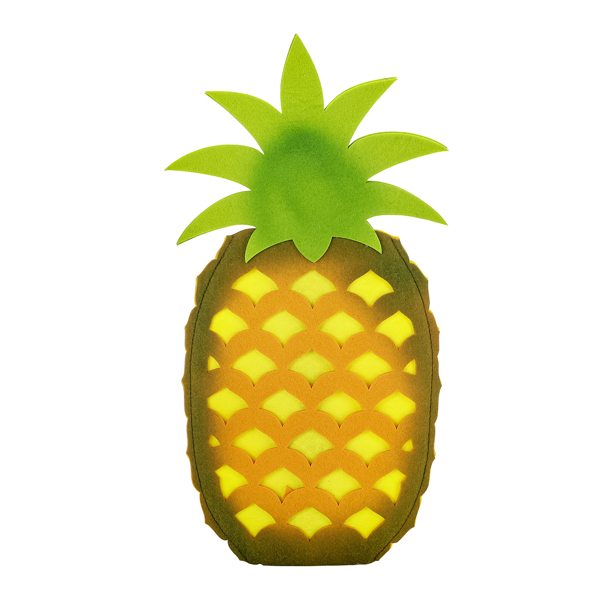 Decorative felt pineapple on wooden base in cm