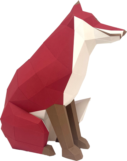 Fox sitting â low poly paper kits