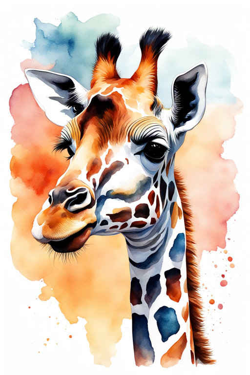 Colorful watercolor cute giraffe portrait by ðððð ðñðµððµðñðº