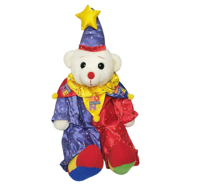 Vintage disvery zone lorful clown bear stuffed animal plush toy