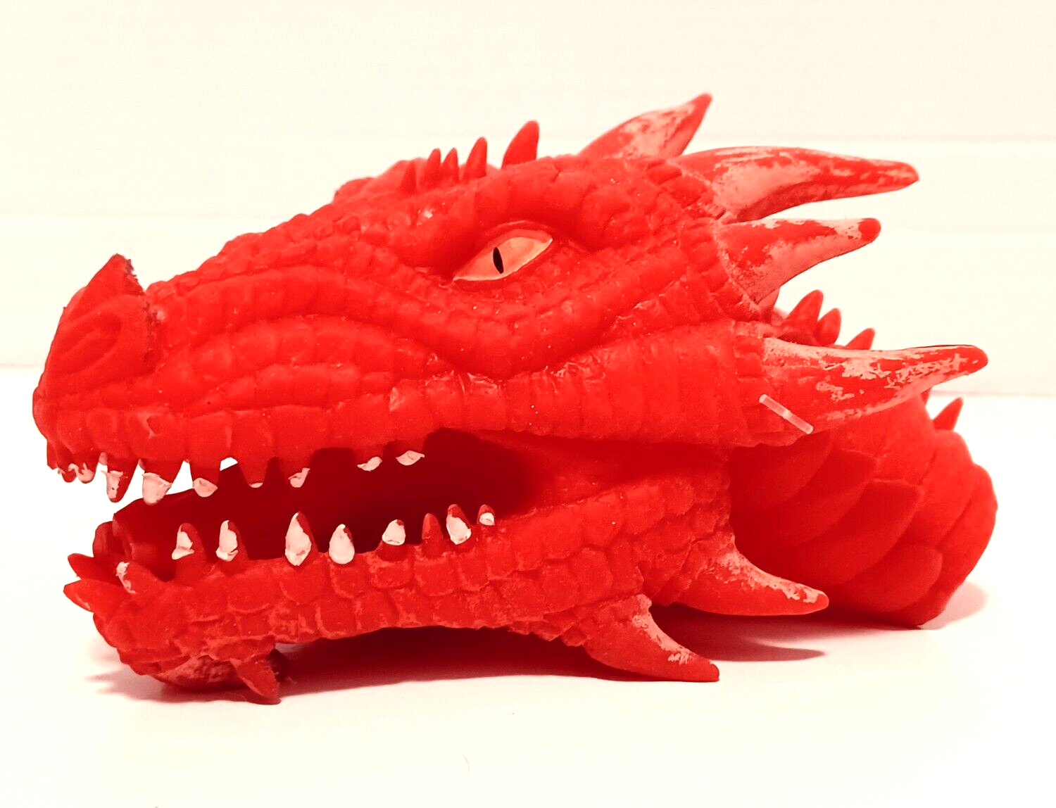 Super rare htf vintage dragon head hand puppet soft rubber red see all photos