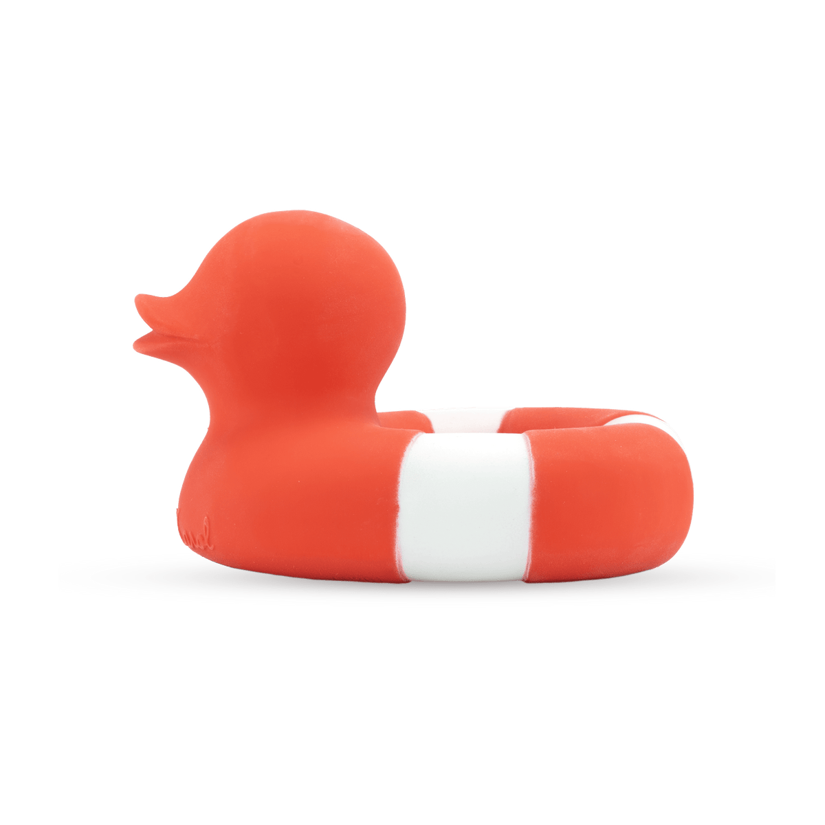 Flo the floatie natural rubber duck in red â biddle and bop