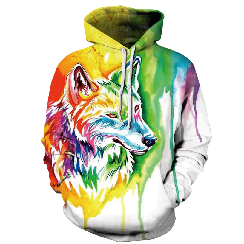 Womenmen galaxy space wolf d print casual hoodies hoodie sweatshirt top