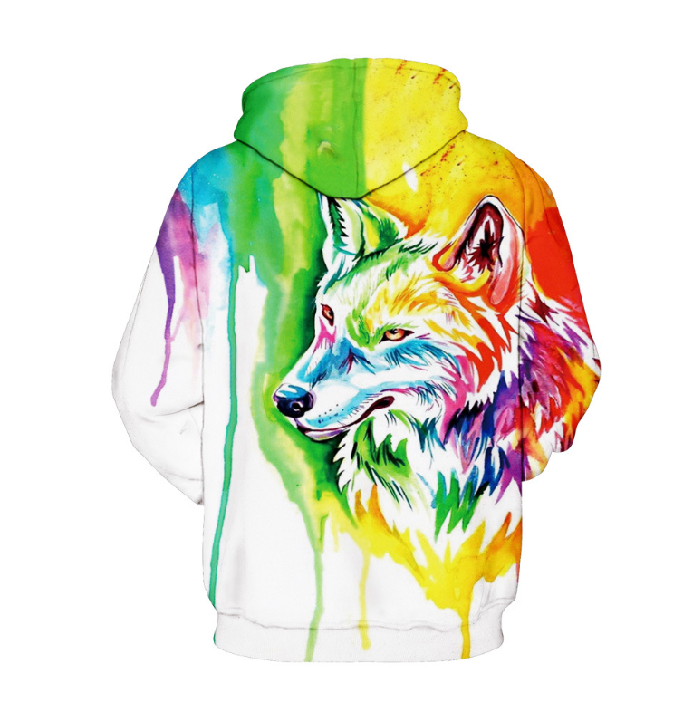 Womenmen galaxy space wolf d print casual hoodies hoodie sweatshirt top