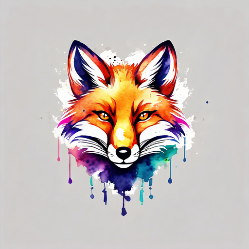 Painting of a fox with a heart on a white background