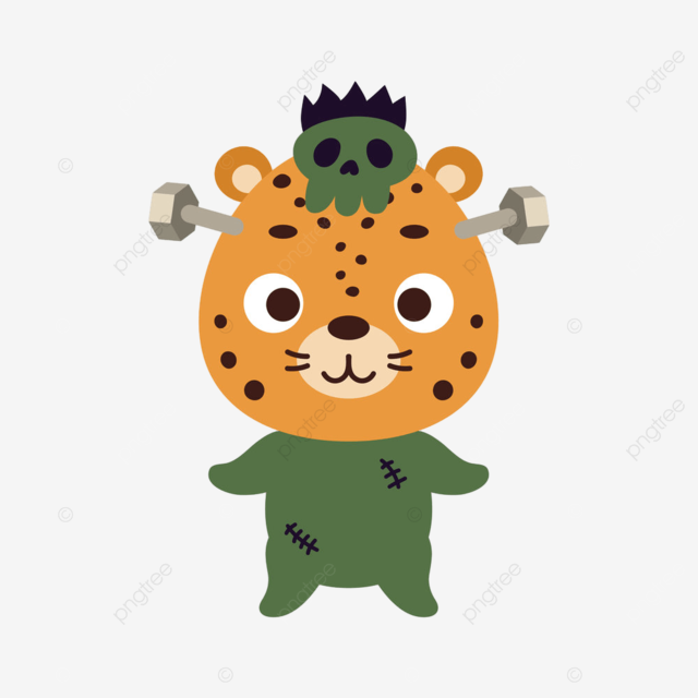 Cute little halloween cheetah in a frankenstein costume a baby decor png and vector with transparent background for free download