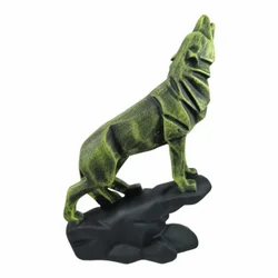 Resin geoetric wolf statue hoe decorative showpiece