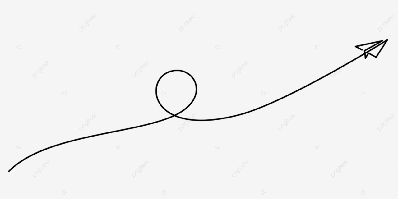 One line drawing of airplane paper flying high and growth decorative art vector illustration school target creativity png and vector with transparent background for free download