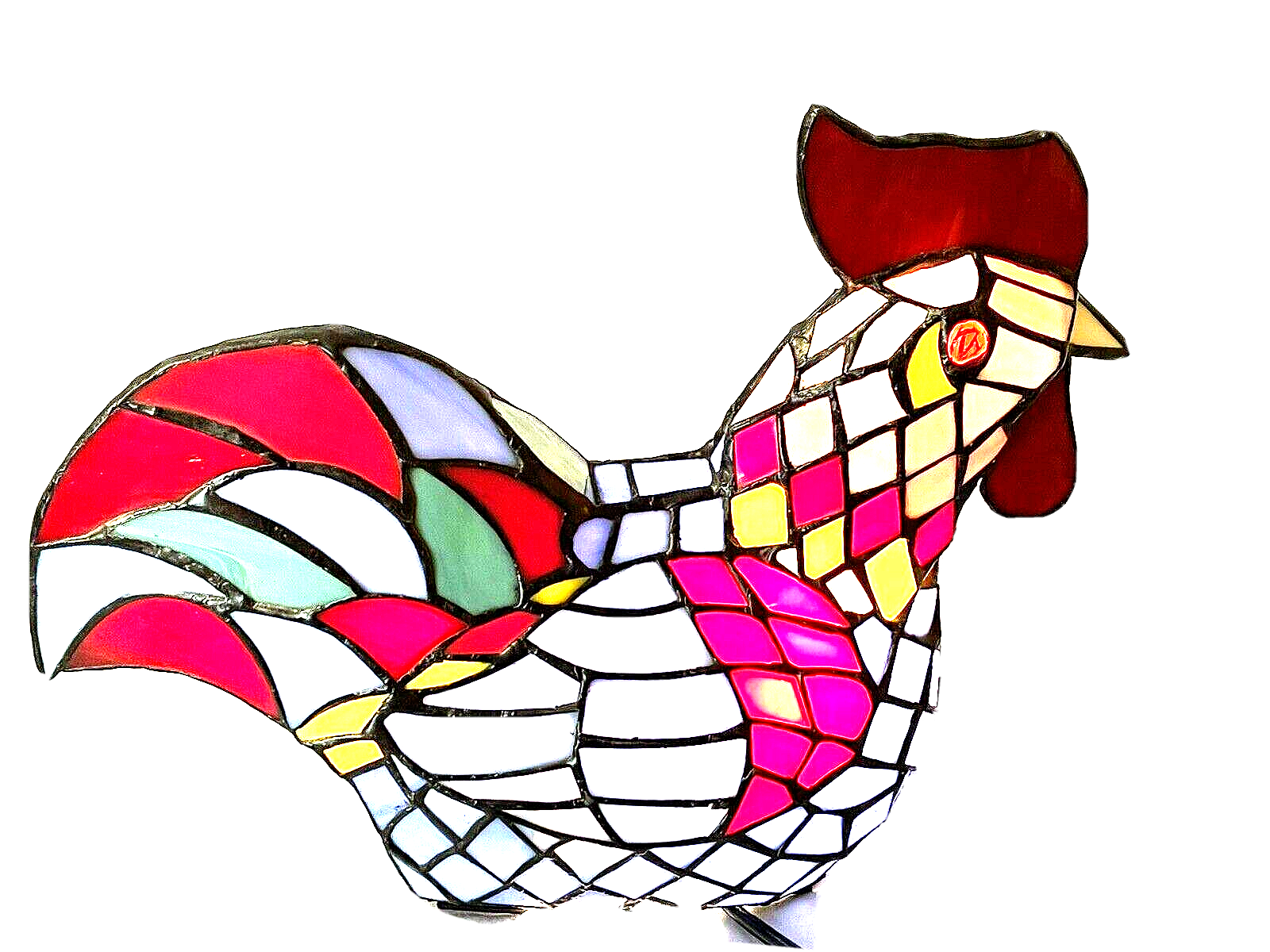 Vintage stained glass tiffany style chicken rooster table lamp night light x