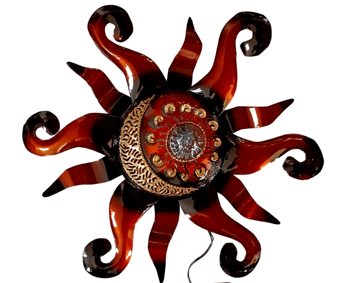 Electric wall light sconce sun moon rays backlit mexican torch cut d metal in