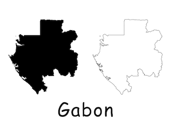 Map of gabon gabon map black and white detailed solid