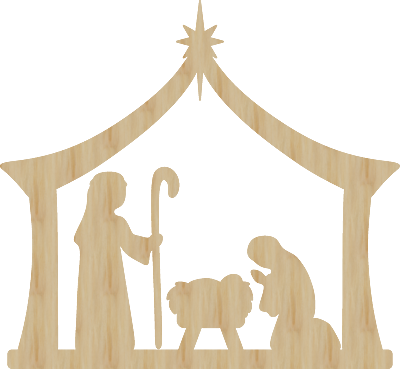 Nativity scene cut out wood shape craft supply unfinished wood nativity cutout